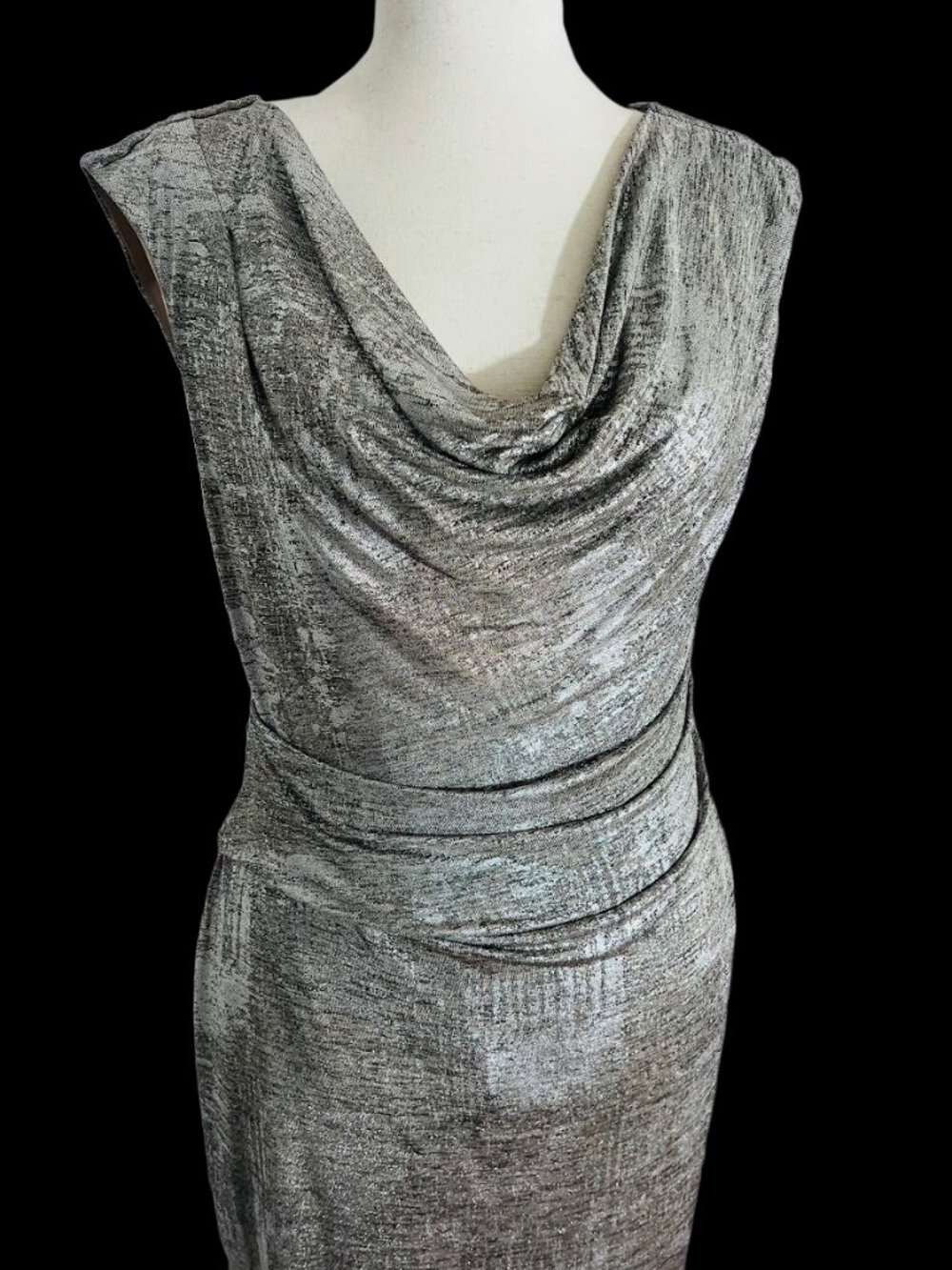 Connected Apparel metallic sheath dress